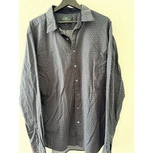 Rodd & Gunn Sport Shirt Mens 2XL Blue Geometric Pattern Woven In Italy Button Up